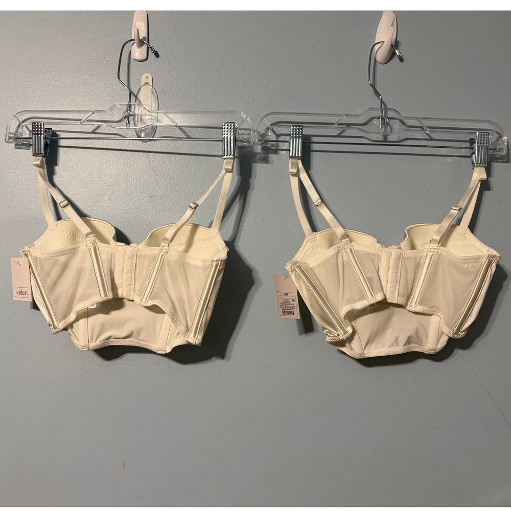 Auden Intimates 2 Pack X-Small Satin Corset Top Cream Bustier 2567 - Picture 2 of 5